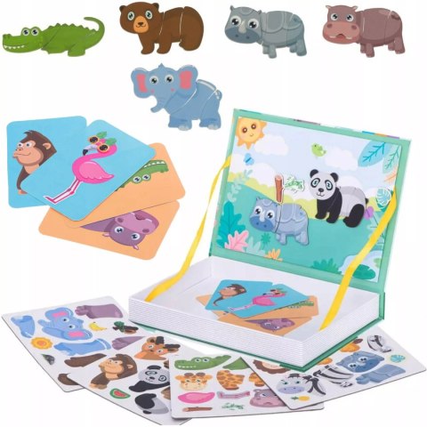 Układanka magnetyczna Montessori zwierzęta puzzle edukacyjne 47 magnesów