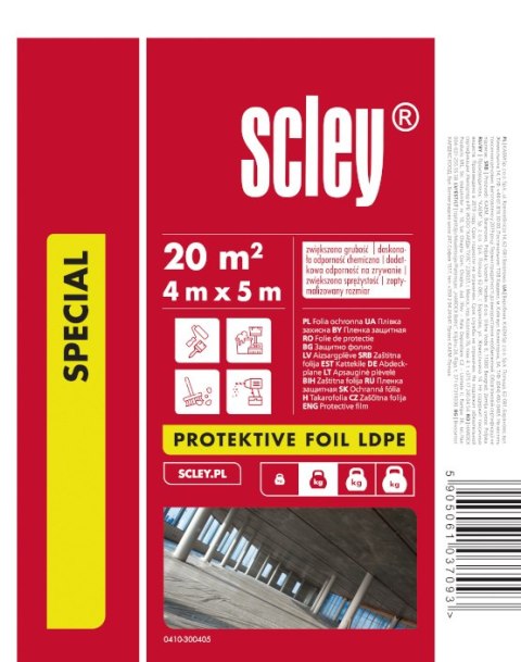 Folia ochronna malarska tynkarska gruba LDPE Scley (4 x 5 m)