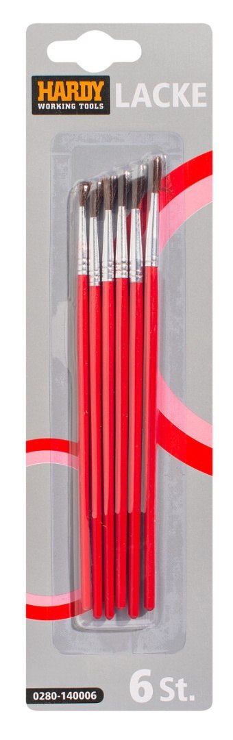 Pędzle okrągłe olejne precyzyjne HARDY różne rozmiary 6 szt.