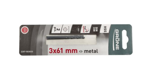 Wiertło do metalu Grone 3 x 61mm 2 szt
