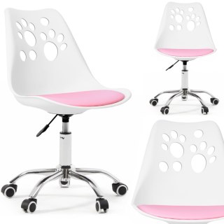 Ergonomiczny fotel obrotowy krzesło biurowe dla dzieci biało-różowe