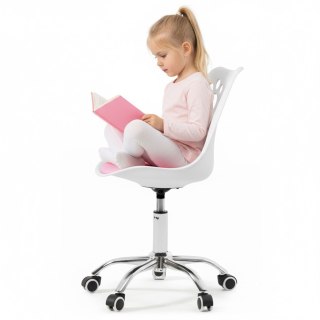 Ergonomiczny fotel obrotowy krzesło biurowe dla dzieci biało-różowe