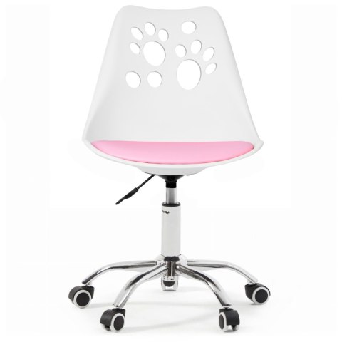 Ergonomiczny fotel obrotowy krzesło biurowe dla dzieci biało-różowe
