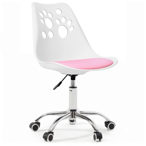 Ergonomiczny fotel obrotowy krzesło biurowe dla dzieci biało-różowe