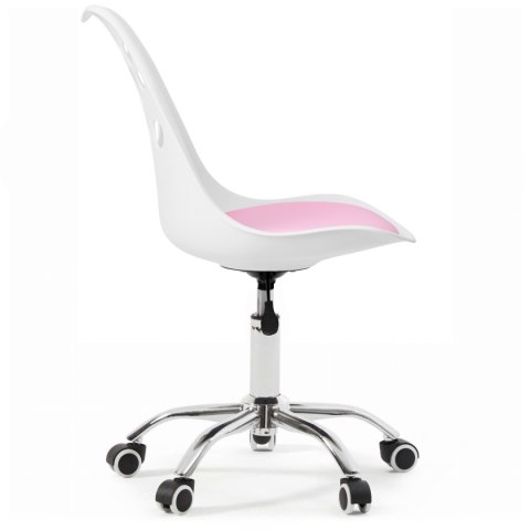 Ergonomiczny fotel obrotowy krzesło biurowe dla dzieci biało-różowe