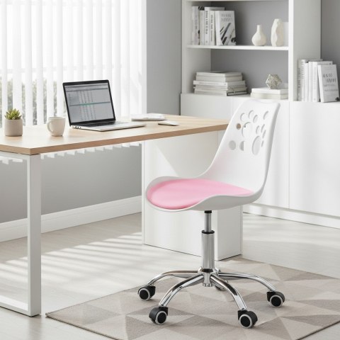 Ergonomiczny fotel obrotowy krzesło biurowe dla dzieci biało-różowe