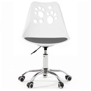 Ergonomiczny fotel obrotowy krzesło biurowe dla dzieci biało-szare
