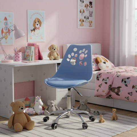 Ergonomiczny fotel obrotowy krzesło biurowe dla dzieci błękitne