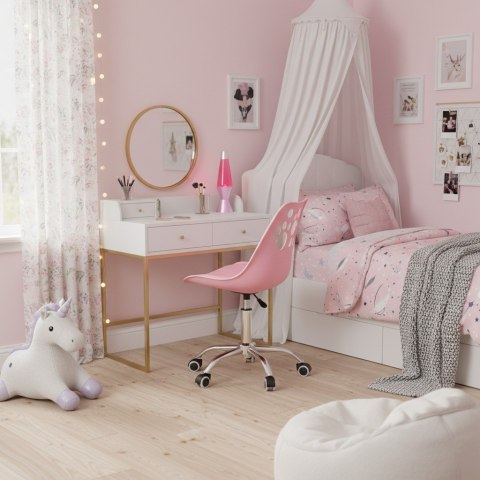 Ergonomiczny fotel obrotowy krzesło biurowe dla dzieci różowe