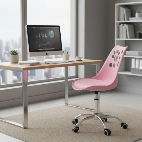 Ergonomiczny fotel obrotowy krzesło biurowe dla dzieci różowe