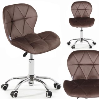 Fotel biurowy krzesło obrotowe welurowe dla dziecka brązowe