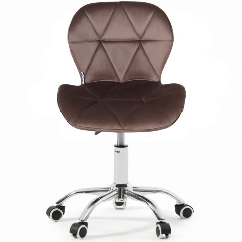 Fotel biurowy krzesło obrotowe welurowe dla dziecka brązowe
