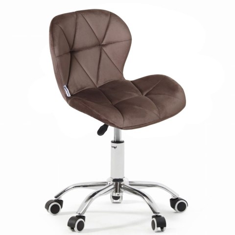 Fotel biurowy krzesło obrotowe welurowe dla dziecka brązowe