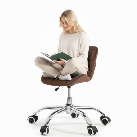 Fotel biurowy krzesło obrotowe welurowe dla dziecka brązowe