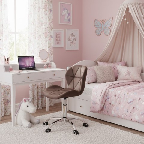 Fotel biurowy krzesło obrotowe welurowe dla dziecka brązowe