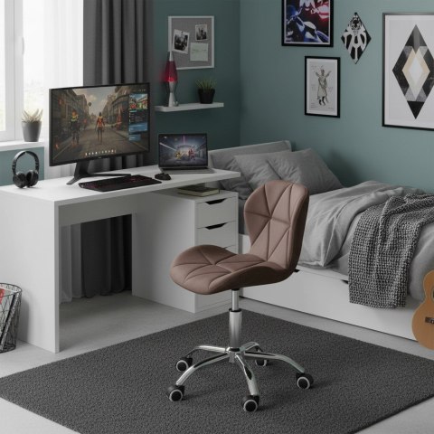 Fotel biurowy krzesło obrotowe welurowe dla dziecka brązowe