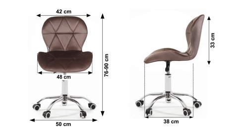Fotel biurowy krzesło obrotowe welurowe dla dziecka brązowe