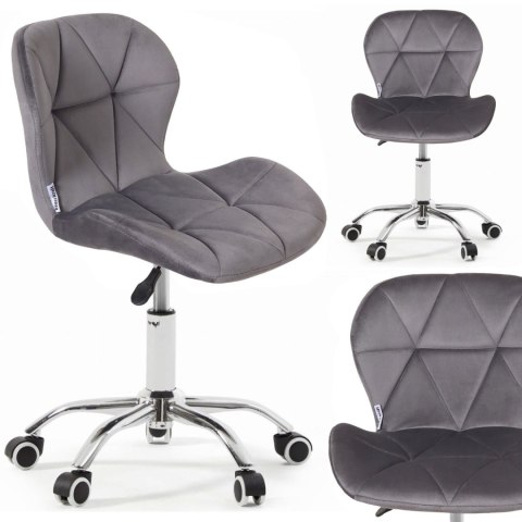 Fotel biurowy krzesło obrotowe welurowe dla dziecka grafitowe
