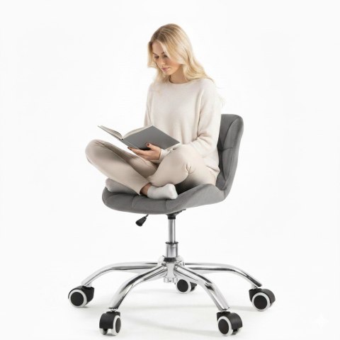 Fotel biurowy krzesło obrotowe welurowe dla dziecka grafitowe