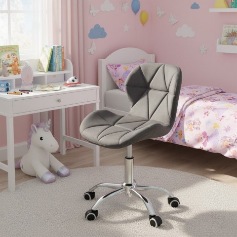 Fotel biurowy krzesło obrotowe welurowe dla dziecka grafitowe