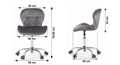 Fotel biurowy krzesło obrotowe welurowe dla dziecka grafitowe