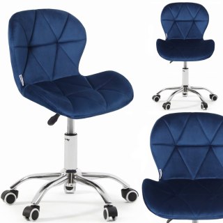 Fotel biurowy krzesło obrotowe welurowe dla dziecka granatowe