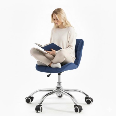 Fotel biurowy krzesło obrotowe welurowe dla dziecka granatowe