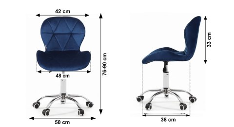 Fotel biurowy krzesło obrotowe welurowe dla dziecka granatowe