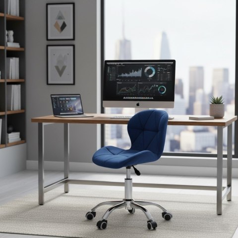 Fotel biurowy krzesło obrotowe welurowe dla dziecka granatowe