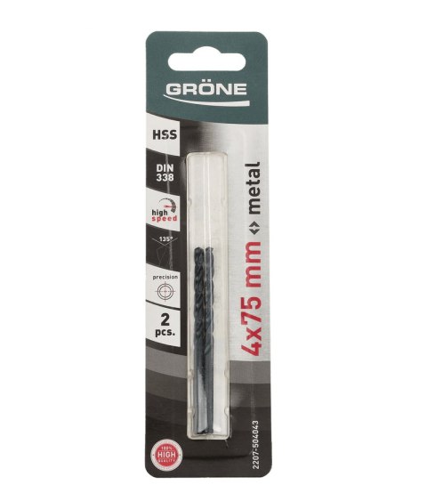 Wiertło do metalu Grone 4 x 75mm 2 szt
