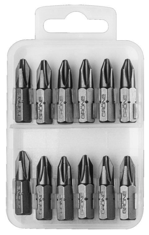 Zestaw bitów Grone PH-2 12 sztuk - do wkrętarek