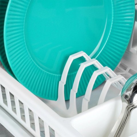 Suszarka na Naczynia Biała Ociekacz z Pojemnikiem na Sztućce VILDE