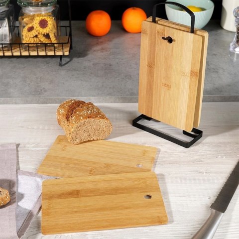 Zestaw Deski do Krojenia Stojak Bambusowe Solidne EXCELLENT HOUSEWARE 6 Szt