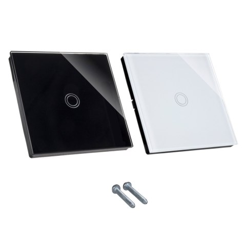 Dotykowy włącznik światła Maclean, pojedynczy, SMART, Tuya APP, szklany, biały z okrągłym podśw. przycisku, 86x86mm, MCE715W