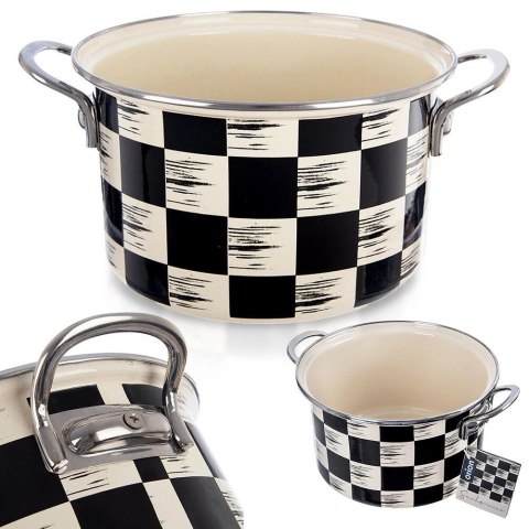 Garnek Emaliowany 4 L ORION SZACHOWNICA 22 cm Indukcja Zmywarka