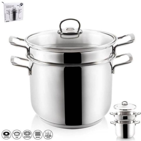 Garnek do Gotowania na Parze ORION ANETT Stal 5 L 3 el. Indukcja Zmywarka