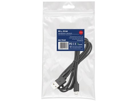 66-114# Przyłącze usb a - micro b 1,5m czarne hq zawieszka