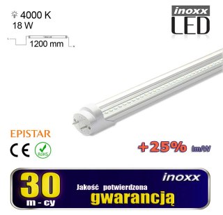 Świetlówka led 120cm 18w t8 4000k g13 neutralna przezroczysta