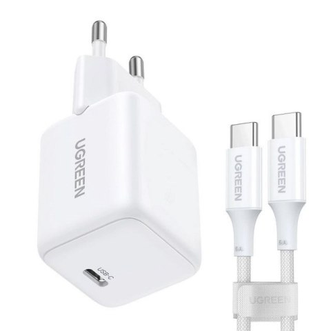 Ładowarka sieciowa Ugreen X513 30W GaN 1x USB-C + kabel USB-C 1m - biała