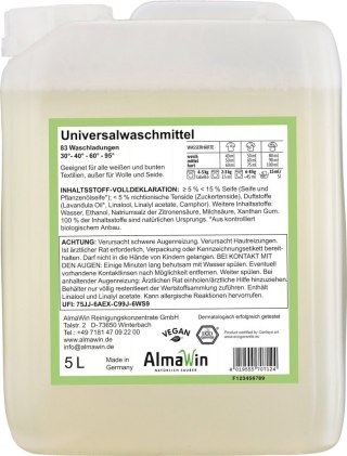 PŁYN DO PRANIA UNIWERSALNY LAWENDOWY ECO 5 L (83 PRANIA) - ALMAWIN