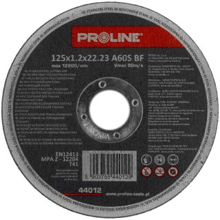 44012 Tarcza do cięcia stali kwasoodpornej T41, 125x1.2 mm, Proline