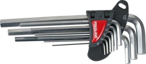 48319 Klucze imbusowe hex wydłużone CrV zestaw 9 części 1.5-10mm, Proline