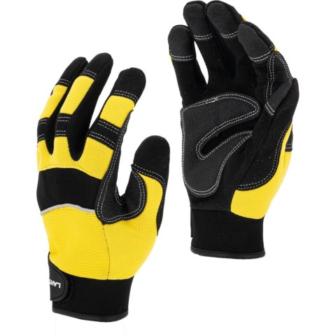 L280810K Rękawice warsztatowe czarno-żółte, karta, "10", CE, LahtiPro