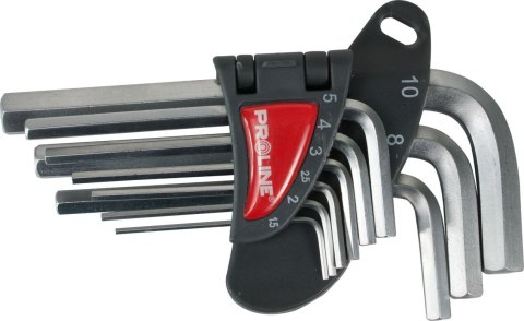 48309 Klucze sześciokątne hex CrV, zestaw 9 elementów, 1.5-10mm, Proline