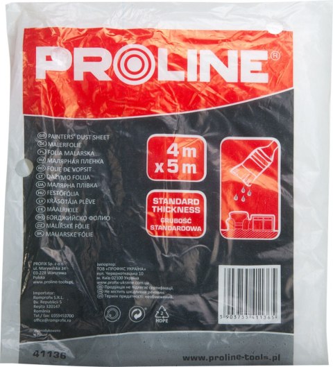 Folia malarska gruba(gr:ok.20mikro-m)4x5m ldpe mocna proline