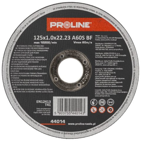 Tarcza do cięcia stali kwas. t41, 125x1.0x22a60s proline