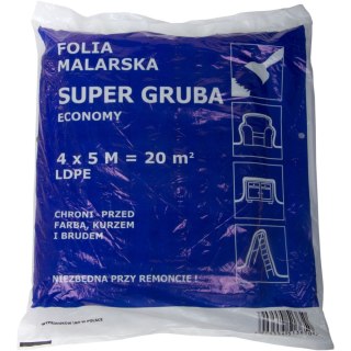 Folia malarska ldpe 4*5m, gruba (grubość: ok.20 mikro-m)