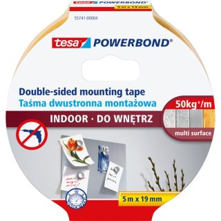 Taśma montażowa powerbond przezroczysta do wnętrz 5m:19mm