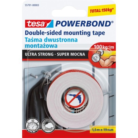 Taśma montaż.powerbond wew.zew.1,5m:19mm(s.moc.
