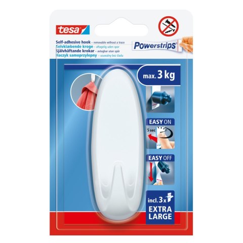 Haczyk samoprzylep.powerstrips 1 szt.owalny duży biały